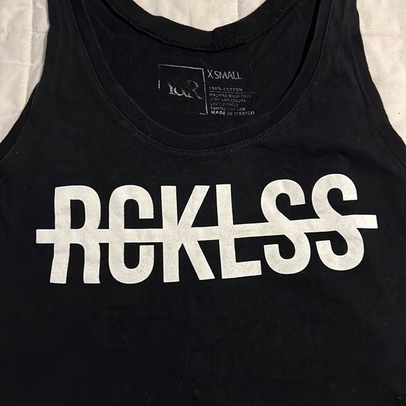 RCKLSS Young & Reckless Black Cropped Graphic Tank Size XS - Picture 2 of 4